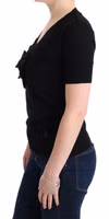 Black 100% Lana Wool Blouse Women T-shirt Top 2