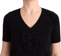 Black 100% Lana Wool Blouse Women T-shirt Top 4