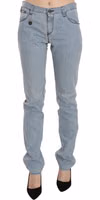 Light Blue Mid Waist Skinny Denim Jeans 1