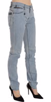 Light Blue Mid Waist Skinny Denim Jeans 2