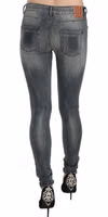 Blue Washed Low Waist Slim Fit Skinny Denim Casual Jeans 4