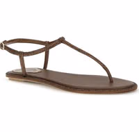 Brown Satin Flat Sandals 2