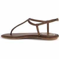 Brown Satin Flat Sandals 3