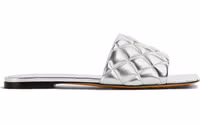 Silver Calfskin Flat Sandals 1