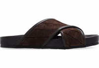 Brown Lamb Leather Flat Sandals 1