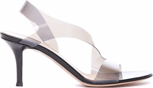 Black Rubber Stiletto Heel Sandals