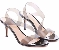 Black Rubber Stiletto Heel Sandals 2