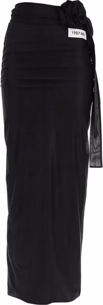 Black Elastane Long Skirt