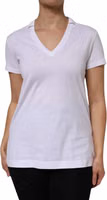 White V-Neck Cotton Short Sleeves T-shirt 1