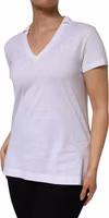 White V-Neck Cotton Short Sleeves T-shirt 2