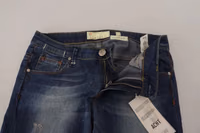 Blue Washed Cotton Slim Fit Women Denim Pants Jeans 4