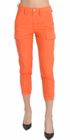 Cotton Orange High Waist Skinny Cropped Trouser Pants 1