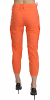 Cotton Orange High Waist Skinny Cropped Trouser Pants 2