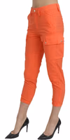 Cotton Orange High Waist Skinny Cropped Trouser Pants 3