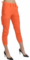 Cotton Orange High Waist Skinny Cropped Trouser Pants 4