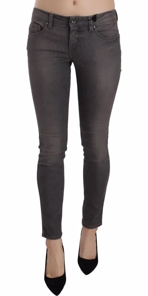 Gray Washed Low Waist Skinny Jeans