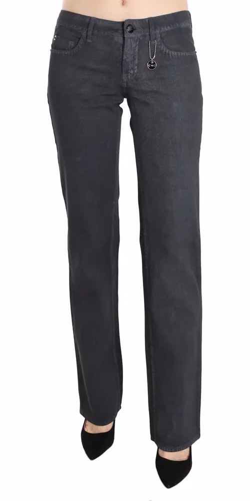 Gray Low Waist Straight Denim Pants Jeans