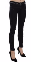 Black Low Waist Zipper Leg Skinny Denim Jeans 3