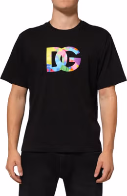 Black Logo Print Cotton Crew Neck T-shirt
