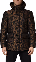 Black Floral Jacquard Quilted Hooded Jacket 1