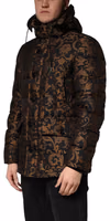 Black Floral Jacquard Quilted Hooded Jacket 2