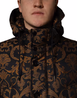 Black Floral Jacquard Quilted Hooded Jacket 4