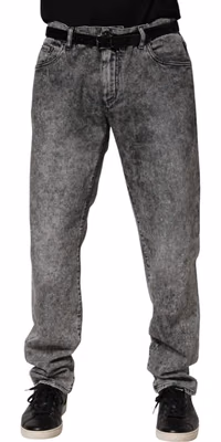 Gray Cotton Straight Leg Denim Trouser Jeans