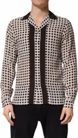 White Black Polka Dot Silk Men Casual Shirt 1
