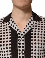 White Black Polka Dot Silk Men Casual Shirt 4