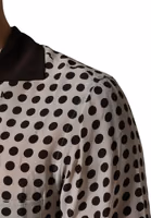 White Black Polka Dot Silk Men Casual Shirt 5