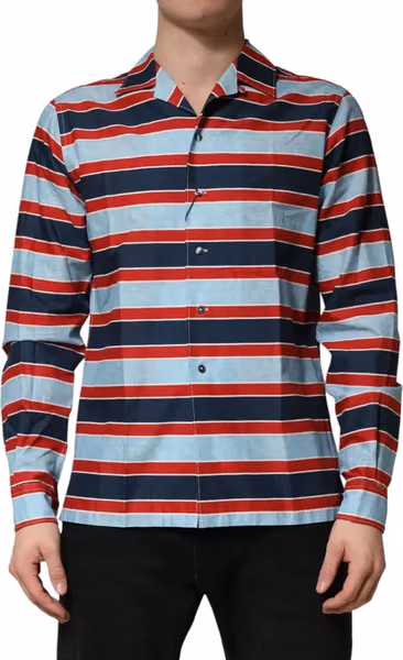 Multicolor Stripes Cotton Men Button Down Shirt