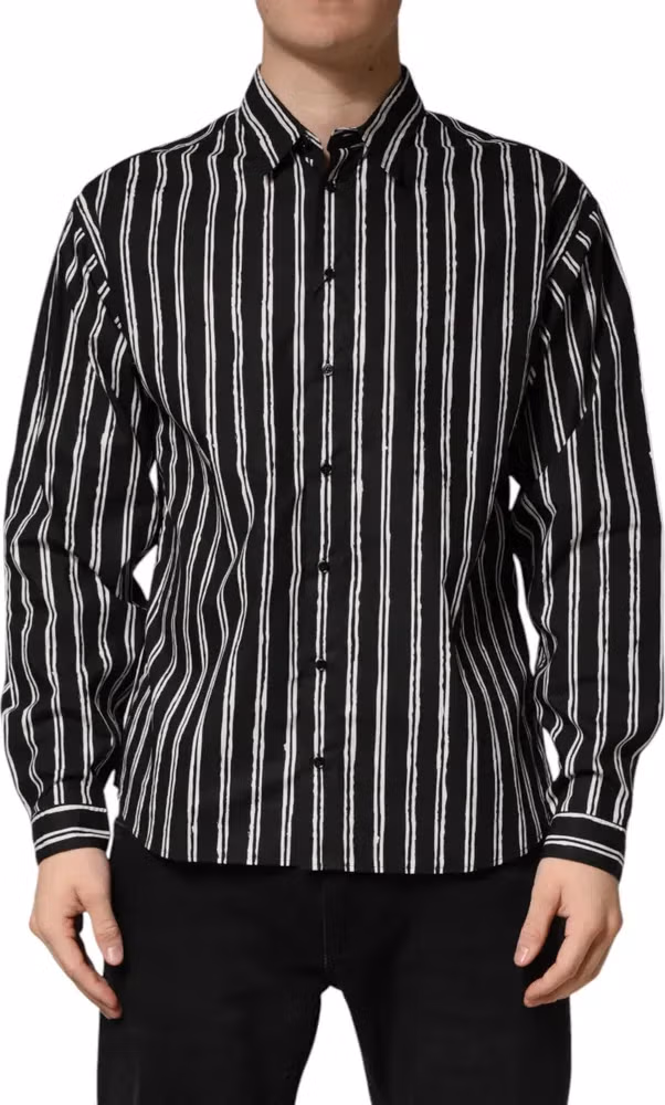 Black Stripes Cotton Men Formal Dress Shirt