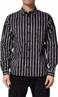 Black Stripes Cotton Men Formal Dress Shirt 1