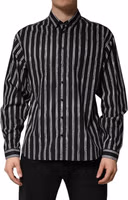 Black Stripes Cotton Men Formal Dress Shirt 1