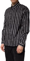 Black Stripes Cotton Men Formal Dress Shirt 2