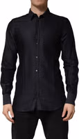 Black Dotted Cotton Collared GOLD Dress Shirt 1