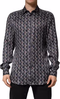Multicolor Patterned Collared GOLD Men Dress Shirt 1