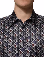 Multicolor Patterned Collared GOLD Men Dress Shirt 4