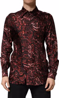 Bordeaux Patterned Collared Men Dress Shirt 1