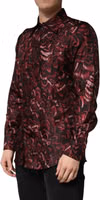 Bordeaux Patterned Collared Men Dress Shirt 2