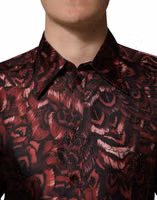 Bordeaux Patterned Collared Men Dress Shirt 4