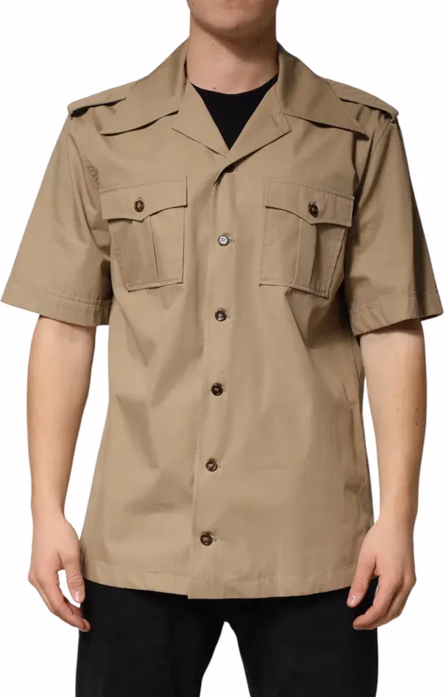 Brown Pin Up Short Sleeves Men Casual Shirt