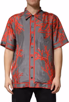 Gray Red Corals Short Sleeves Casual Shirt 1