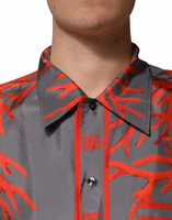 Gray Red Corals Short Sleeves Casual Shirt 4