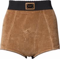Brown Cotton High Waisted Hot Pants Shorts 1