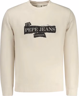 Beige Cotton Men Sweatshirt