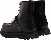 Black Leather DG Plaque Lace Up Boots Shoes 4