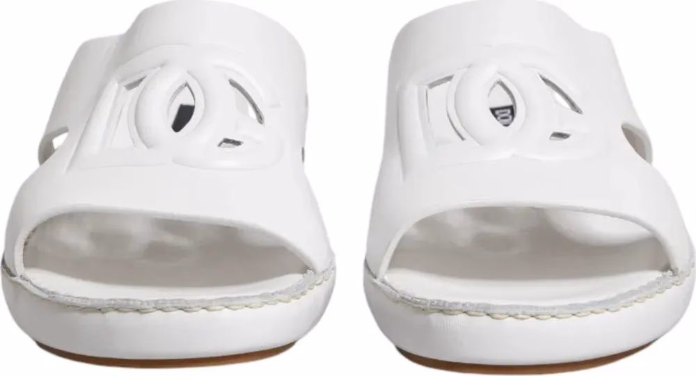 White DG Cutout Slides Slippers Flats Shoes