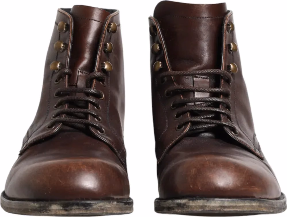 Brown Lace Up Short Ankle Boots Men Shoes