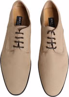 Beige Canvas Derby Lace Up Dress Men Shoes 2